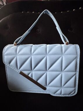 Quilted Light Blue Top-Handle Women's Bag
